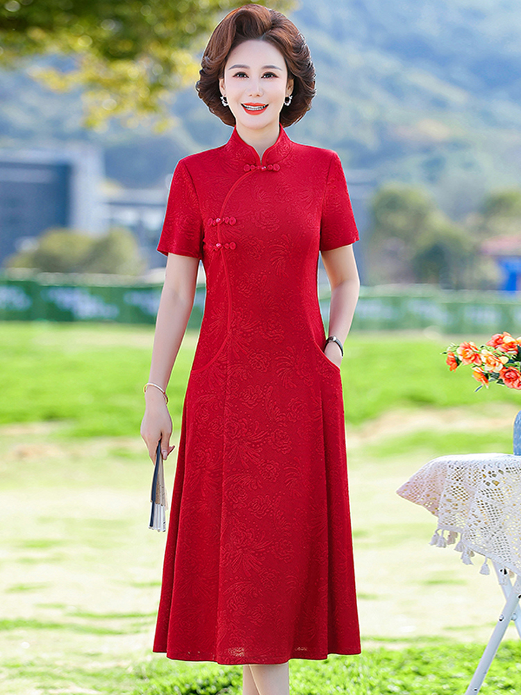 Home Improvement Years - Red Improved Midi Dress Spring Summer