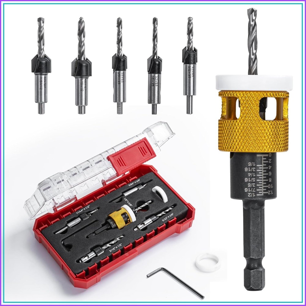 Drill Bit Set - 5 Pcs Countersink Drill Bit Set,