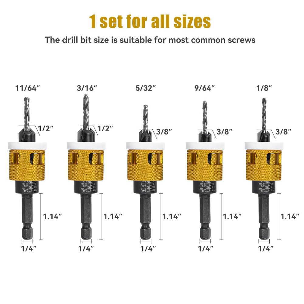 5 Pcs Countersink Drill Bit Se - đánh giá và giá Drill Bit Set