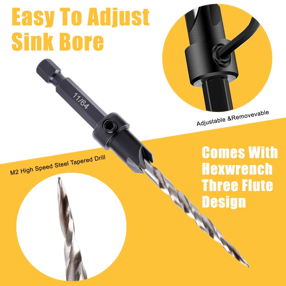 9-Piece Wood Countersink Drill - đánh giá và giá Drill Bit Set